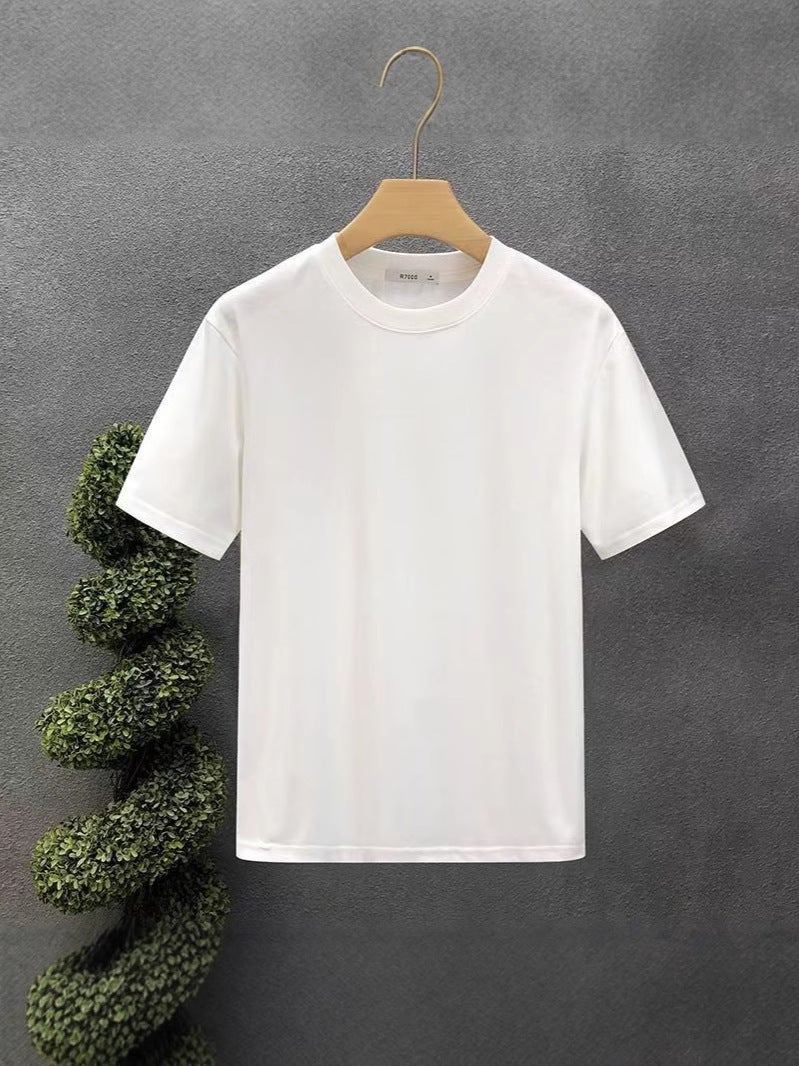 Running Volume 180G Milk Silk Pure White Short Sleeve T-Shirt Men'S Loose Casual Simple Bottoming Shirt Summer Coat - Image 4